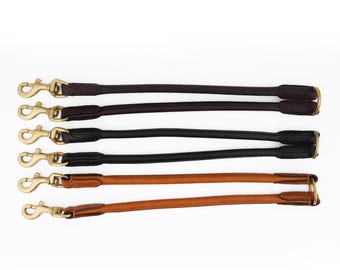 Handmade European Leather Dog Coupler – Tangle-Free Double Dog Leash, 15"