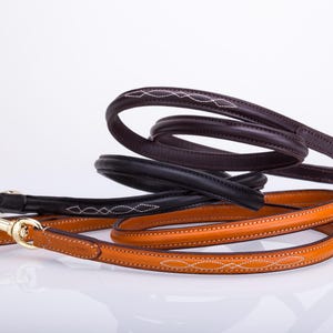 Pear Tannery Hochwertige genähte Hundeleine aus Leder 15mm