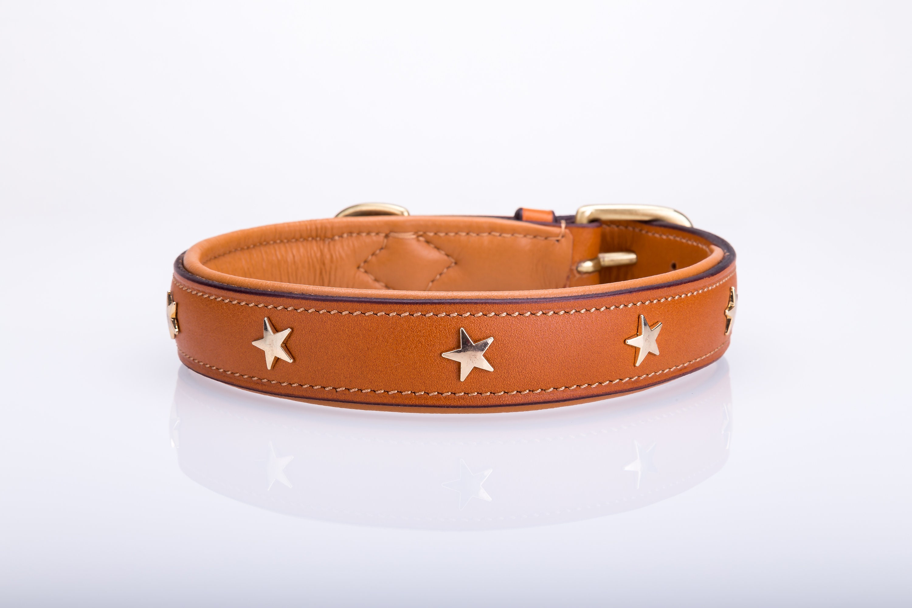 Pear Tannery Padded Leather Dog Collar With Star Etsy UK