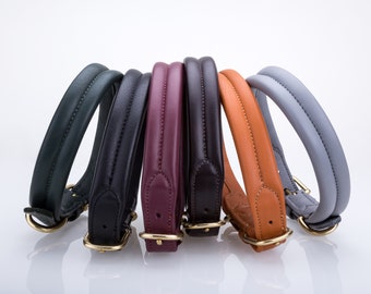 Pear Tannery Thick Soft Padded Flat Leather Dog Collar