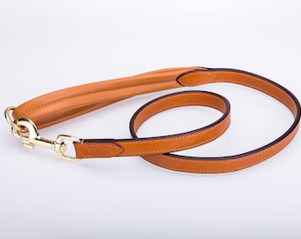 Pear Tannery Flat Leather Dog Lead With Soft Padded Handle 3/4"