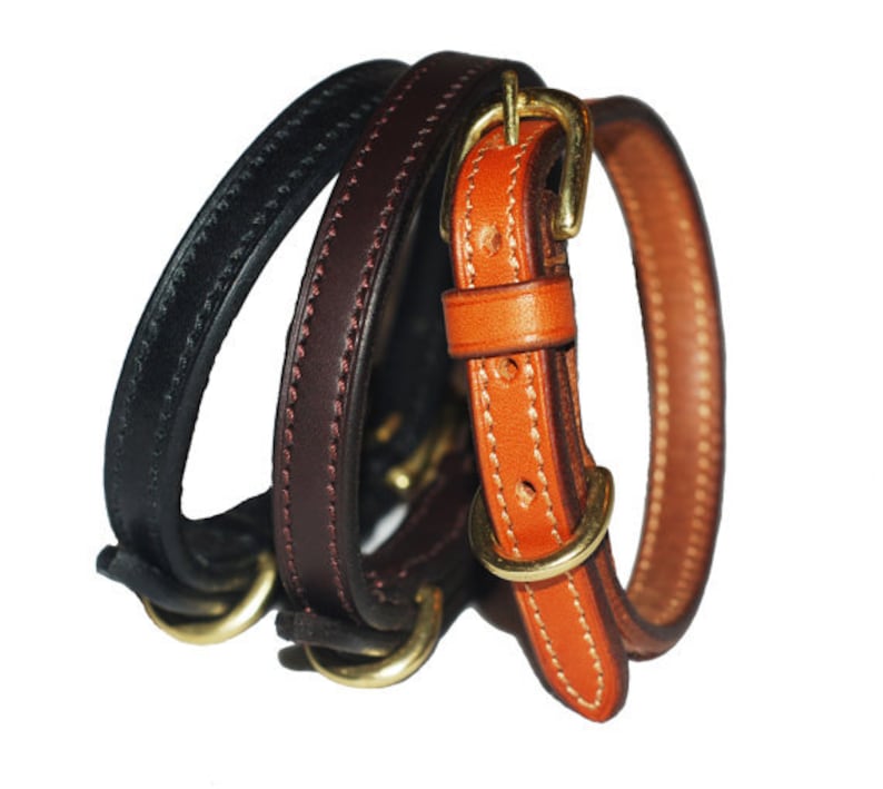 Pear Tannery Fine Flat Leather Dog Collar Etsy UK