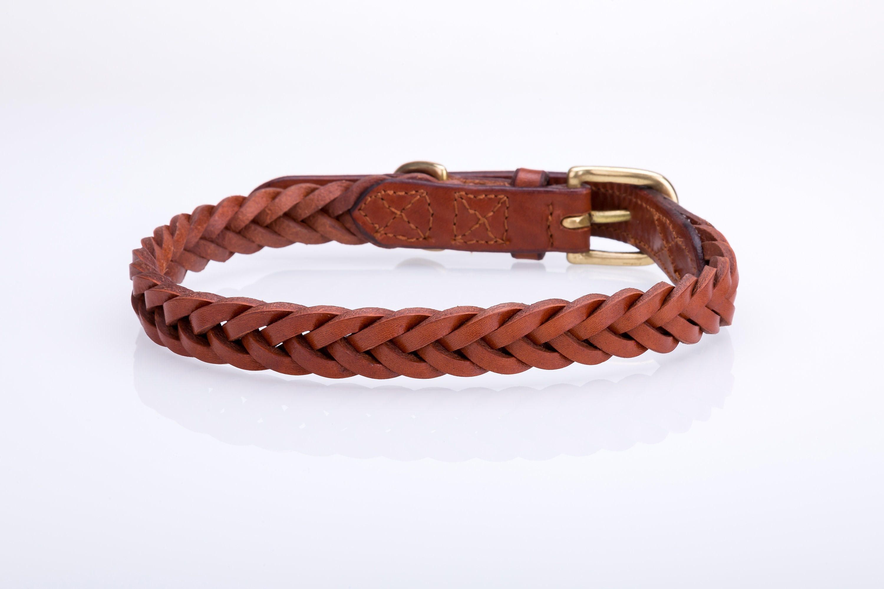 Braided rolled leather dog collar online
