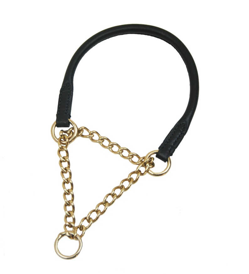 Handmade Rolled leather half choke chain dog collar with brass Etsy