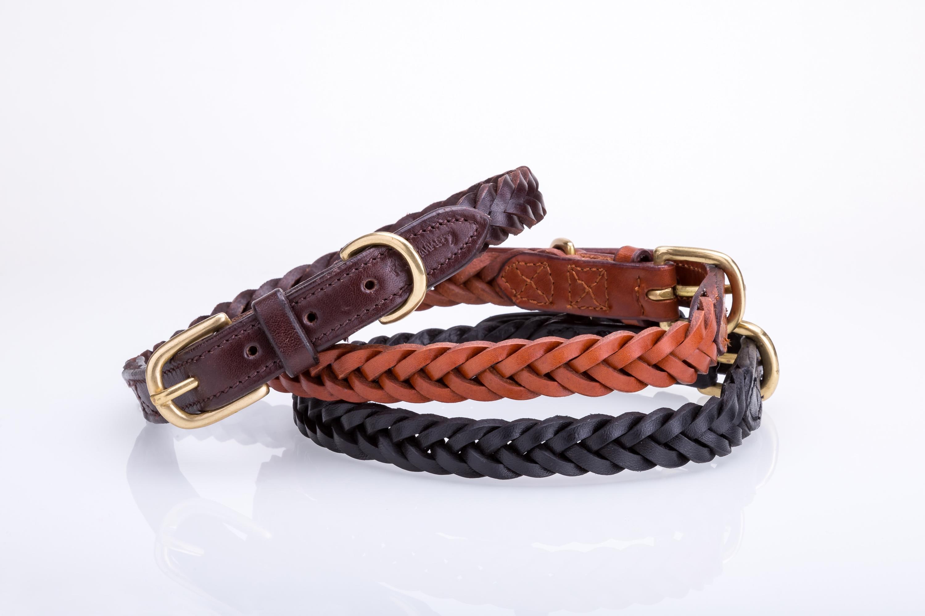 ペア・タンナリー編み込みレザー犬用首輪 - Etsy 日本