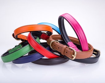 Pear Tannery Soft Padded Flat Leather Dog Collar