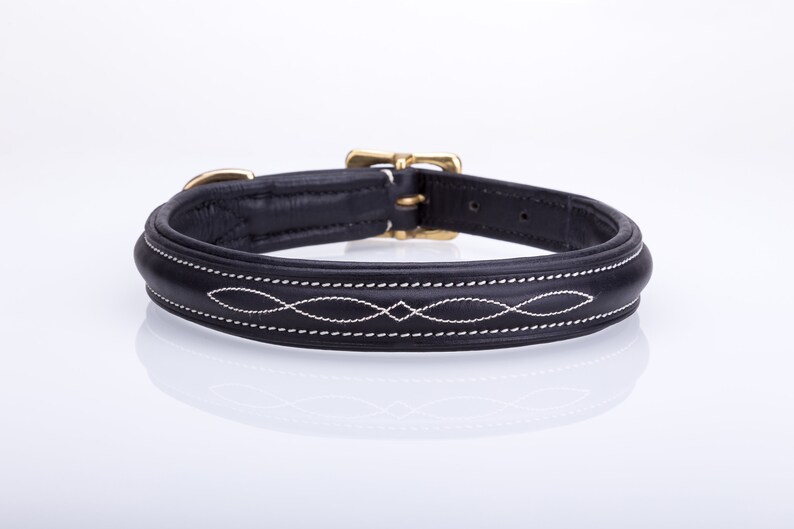 Pear Tannery Fancy Stitched Padded Leather Dog Collar Etsy UK