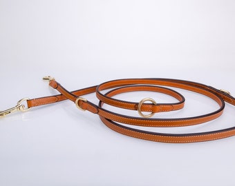 Pear Tannery Adjustable Training Flat Leather Dog Lead