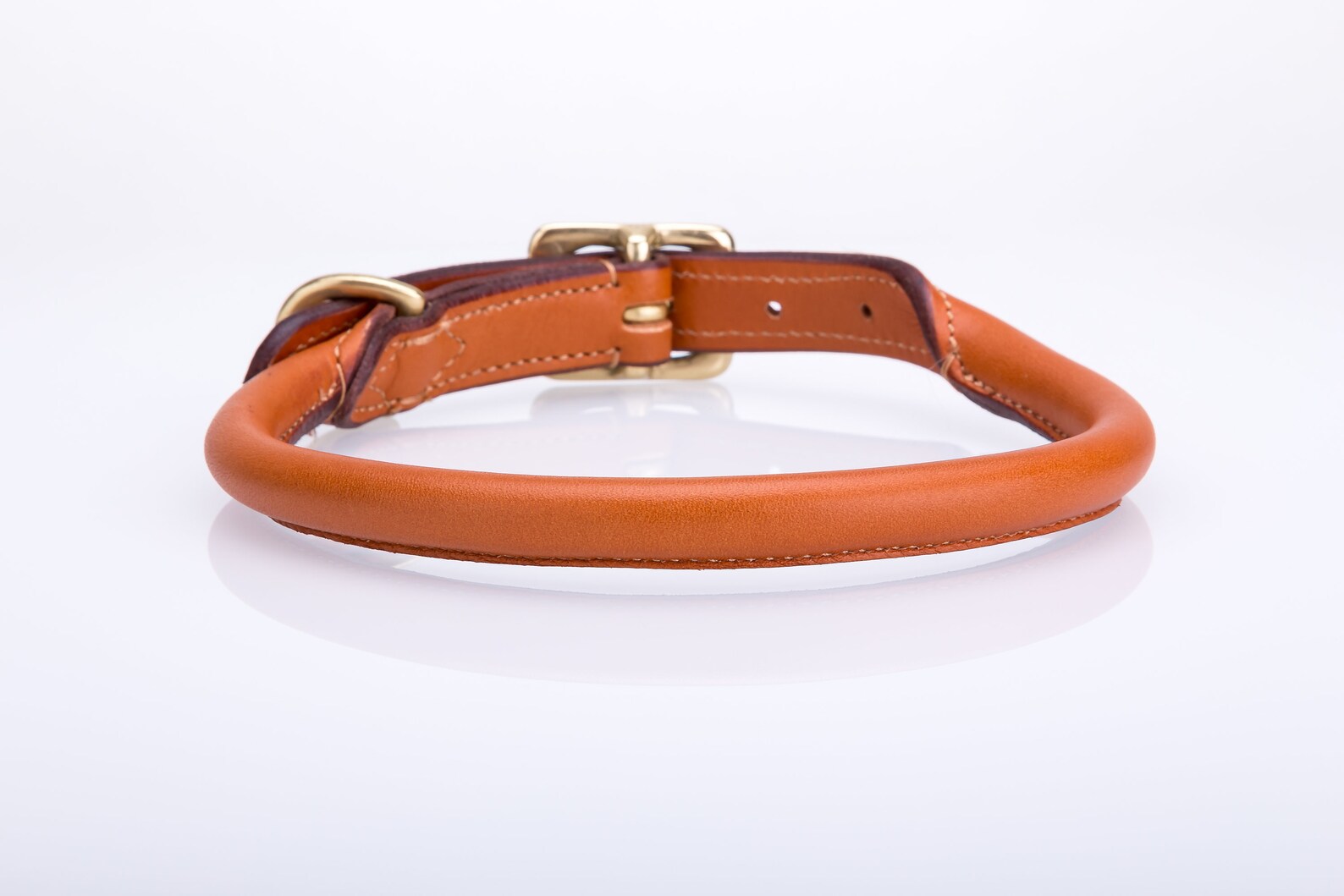 Handmade rolled soft european leather dog collar with solid Etsy