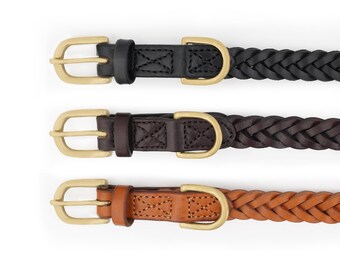 犬用首輪 編み込みレザー ペア・タンナリー編み込みレザー犬用首輪 - Etsy 日本