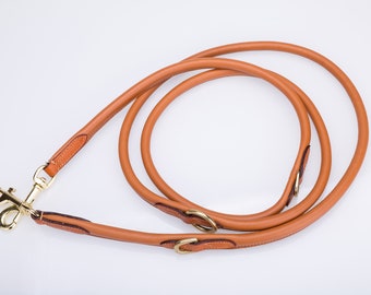 Pear Tannery Adjustable Training Rolled Leather Dog Lead