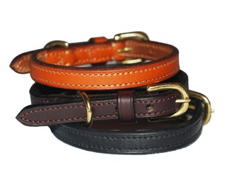 Pear Tannery Flat Leather Dog Collar
