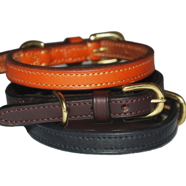 Pear Tannery Flat Leather Dog Collar