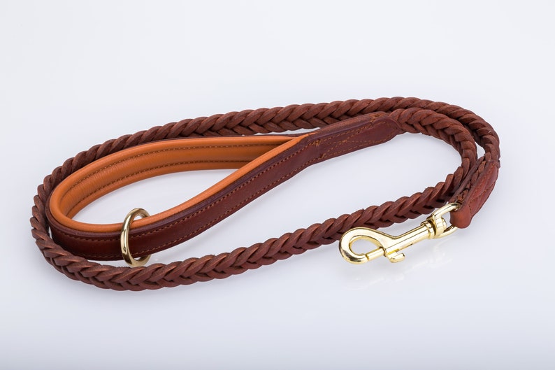 Pear Tannery Plaited Leather Dog Lead 3/4 Etsy