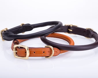 Pear Tannery Rolled Leather Dog Collar Etsy