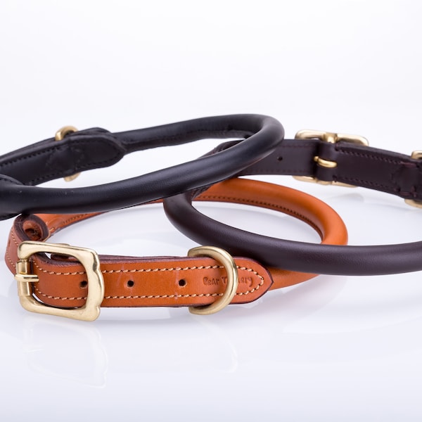 Pear Tannery Rolled Leather Dog Collar