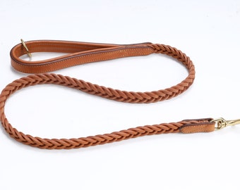 Pear Tannery Plaited Leather Dog Lead 3/4"