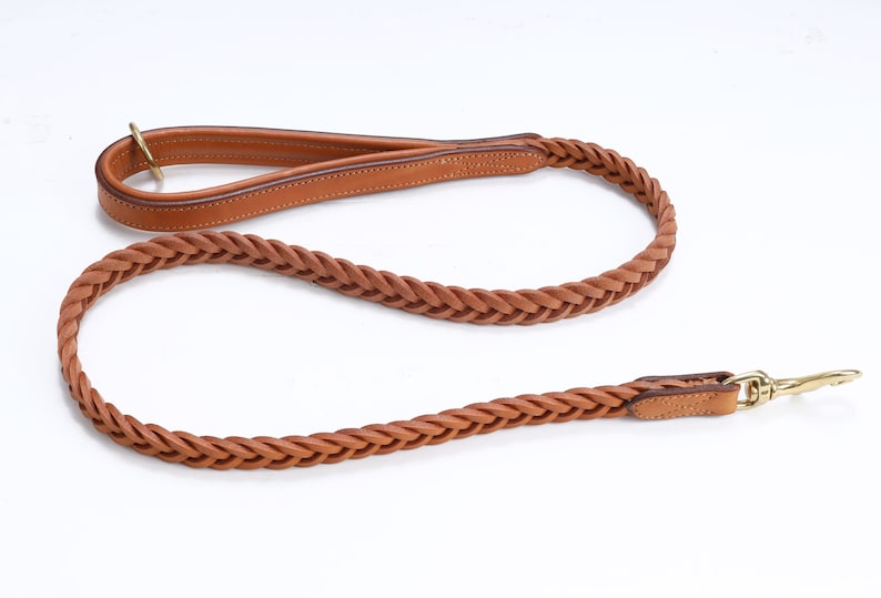 Pear Tannery Plaited Leather Dog Lead 3/4 image 1