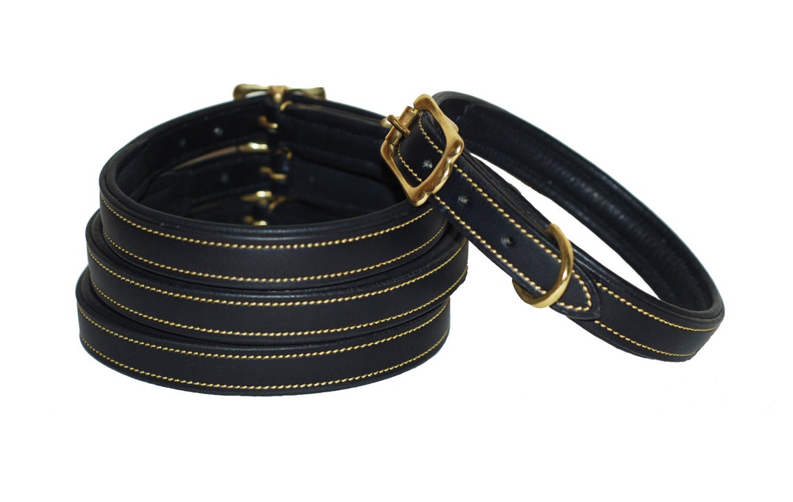 Pear Tannery Padded Flat Leather Dog Collar Etsy UK