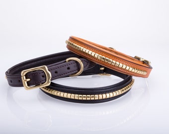 Pear Tannery Brass Clincher Leather Dog Collar