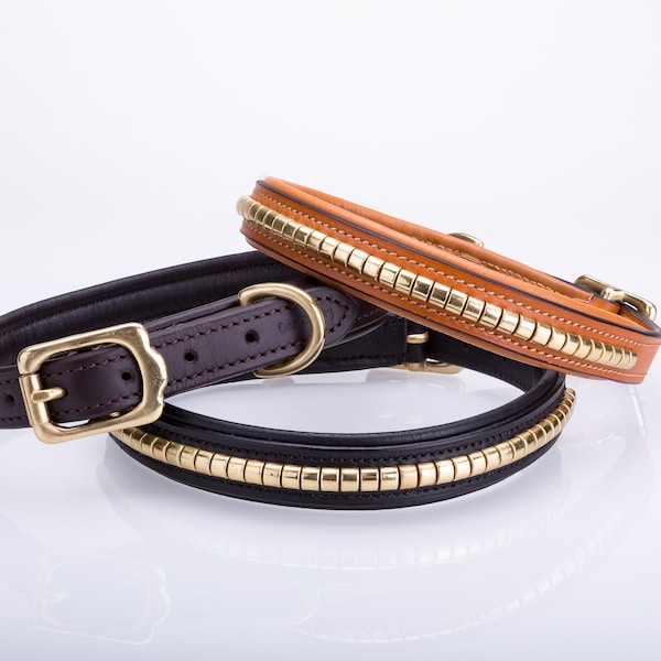 Pear Tannery Brass Clincher Leather Dog Collar