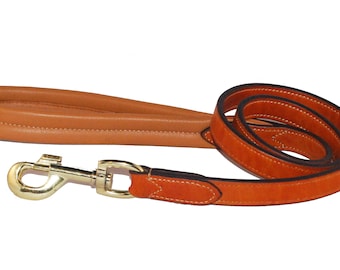 Pear Tannery Flat Leather Dog Lead With Soft Padded Handle 1/2"