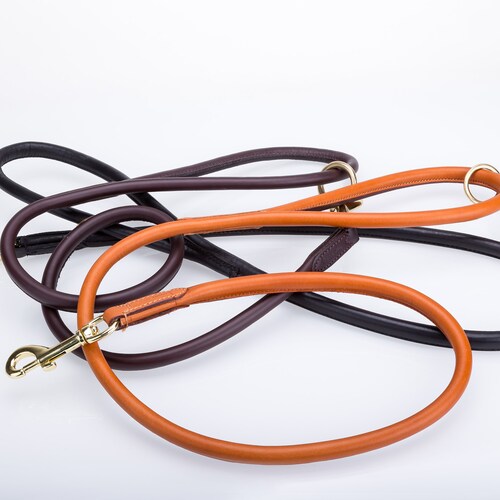 Pear Tannery Rolled Leather Dog Collar Etsy UK