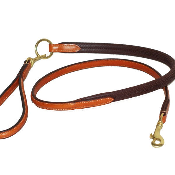 Pear Tannery Rubber Grip Leather Dog Lead 5/8"