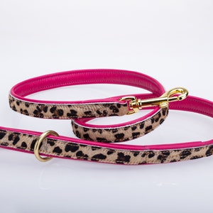 Pear Tannery Leopard Print Padded Flat Dog lead 3/4"