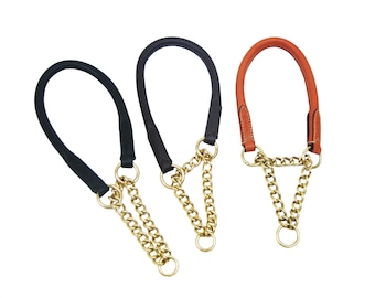 Collier pour chien étrangleur en cuir roulé de tannerie de poire