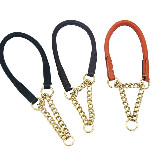 Pear Tannery Rolled Leather Choke Dog Collar