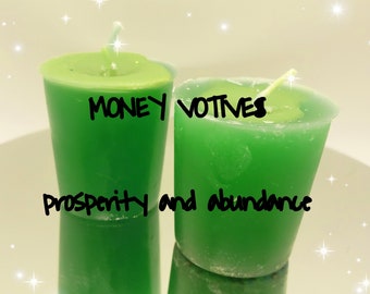 REAL MONEY VOTIVE- cash money green spellwork job lottery tickets winner shredded money herbs Wicca hoodoo candle gambling law of attraction