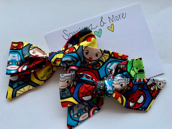 Superhero Hand Tied Bows Avengers Ready To Ship Bows Hair Clips Bow Headbands Il_570xn