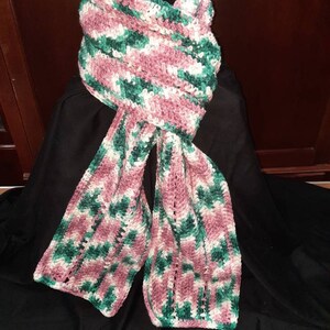 Handmade Crocheted Tundra Unisex Scarf, &quot;Rambling Rose&quot;Perfect Length to wear in many Styles, Great for Women or Men