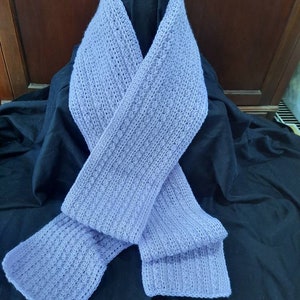 Handmade Crocheted Ribbed &quot;Lilac&#39; Scarf,  Perfect for Women or Men