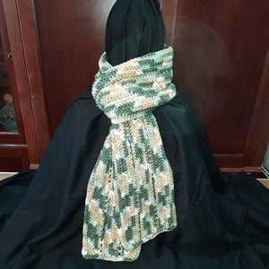 Handmade Crocheted Tundra Unisex Scarf, &quot;Summer Sage&quot; Perfect Length to wear in many Styles, Great for Women or Men