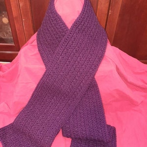 Handmade Crocheted Ribbed &quot;Deep Purple&quot; Scarf,  Perfect for Women or Men