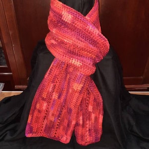 Handmade Crocheted Tundra Unisex Scarf, &quot;Chili&quot; Perfect Length to wear in many Styles, Great for Women or Men