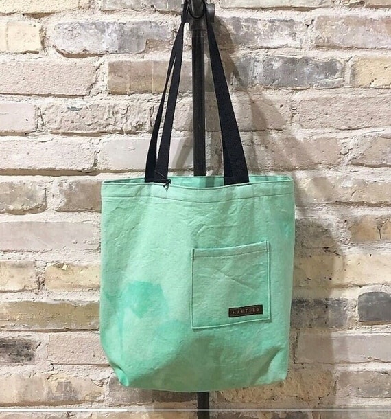 Hand-Dyed Handmade Canvas Tote Bag | Made in USA | Fresh Mint Green