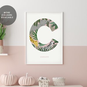 Impresión de letras personalizadas / Impresión de nombre personalizado / Impresión de la habitación de los niños / Arte de la pared del cuarto de niños / Regalo del bebé / Impresión de la selva Safari