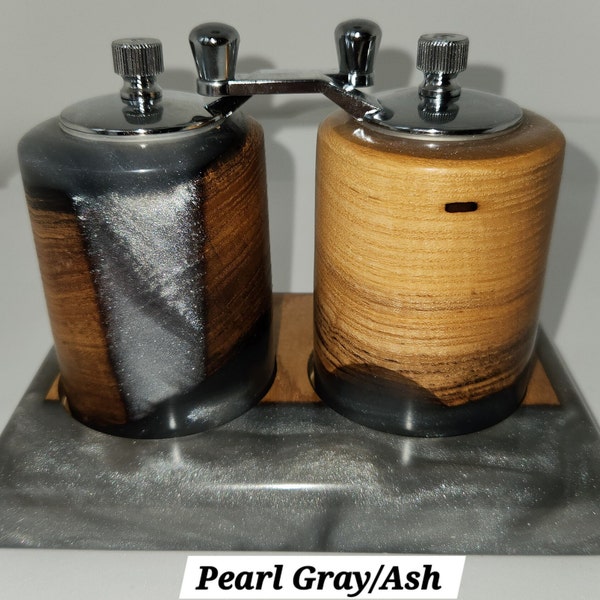 Salt & Pepper Grinders,Dried spices. Wood Burl from forest fires.