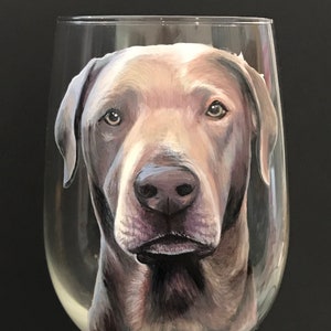 Pet Portrait Hand Painted Glassware Wine Glass Dog Cat Animal Memorial Collectible Unique Gift Beer Mug Personalized Custom from your Photos