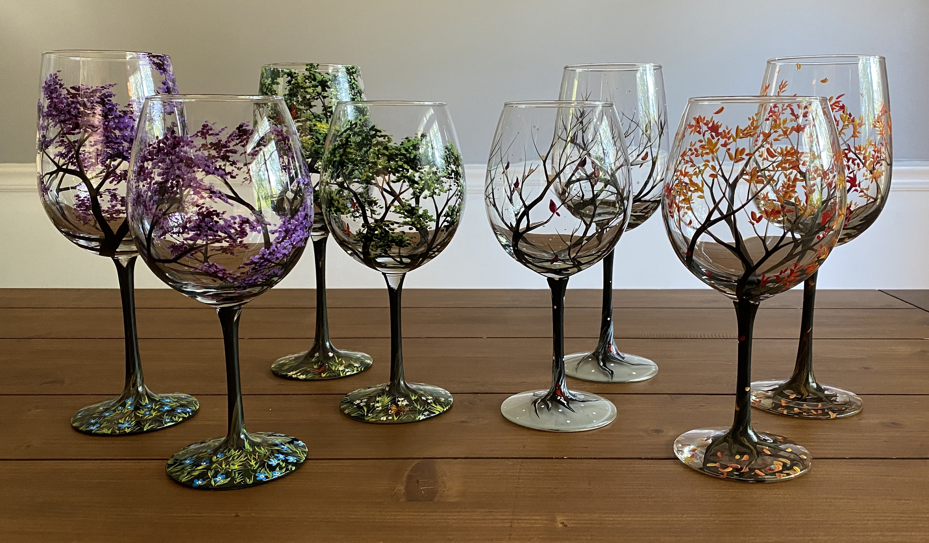Hand Painted Wine Wednesday Wine Glasses - Gift Set of Three