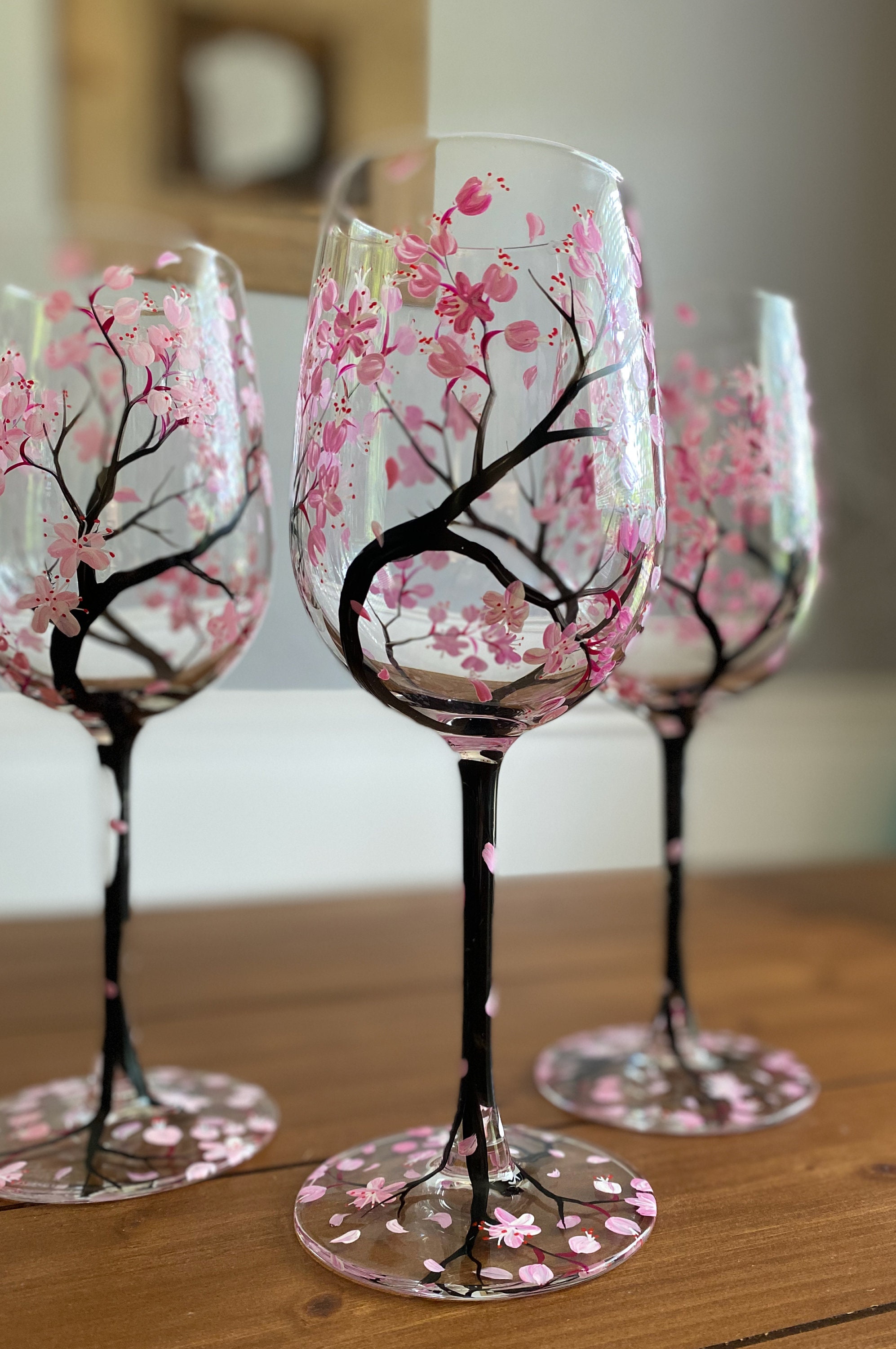 Hand Painted Wine Glasses - Julia's Floral