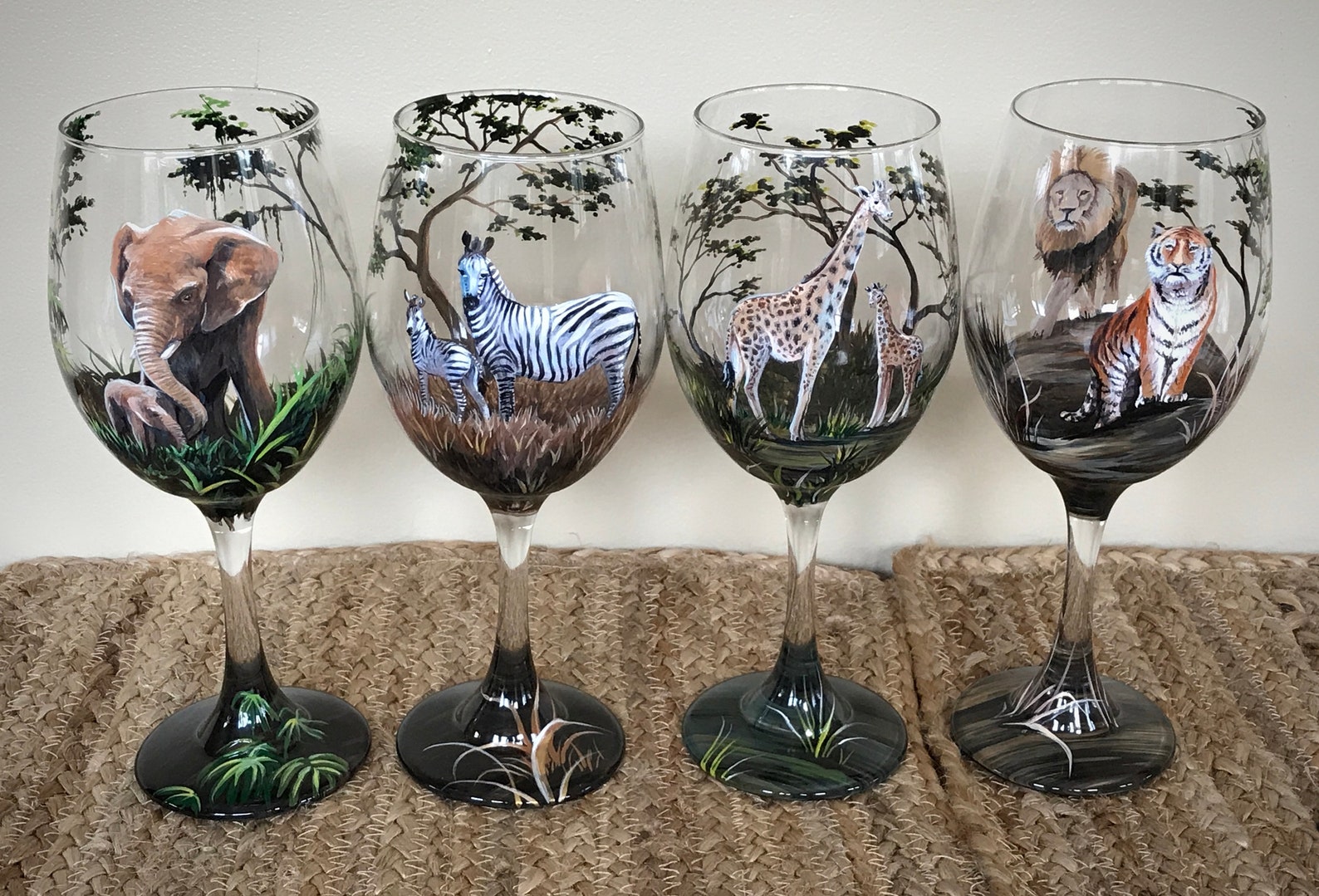 safari wine glass tags