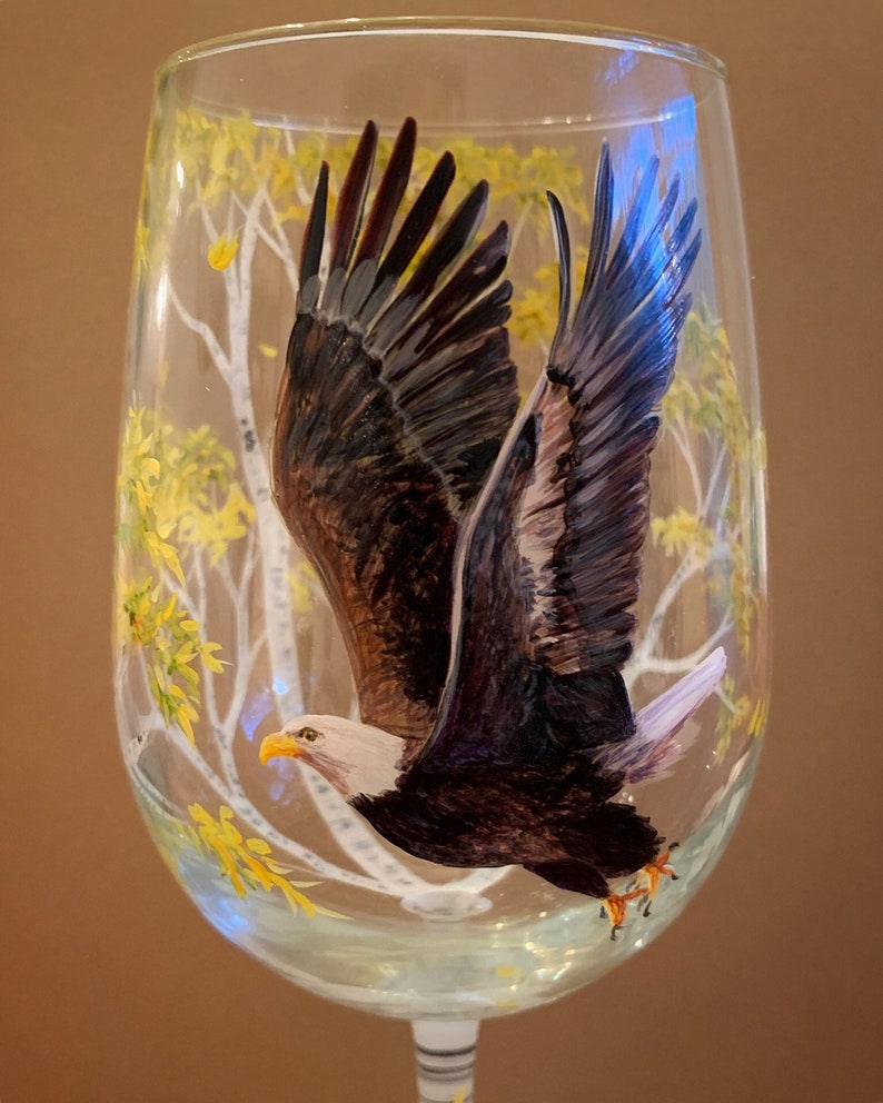 Bald Eagle Hand Painted Pilsner Beer Glass American Bird Etsy