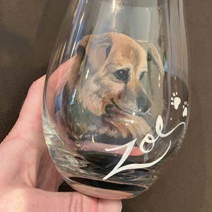 Pet Portrait Hand Painted Glassware Wine Glass Dog Cat Animal Memorial Collectible Unique Gift Beer Mug Personalized Custom from your Photos image 7