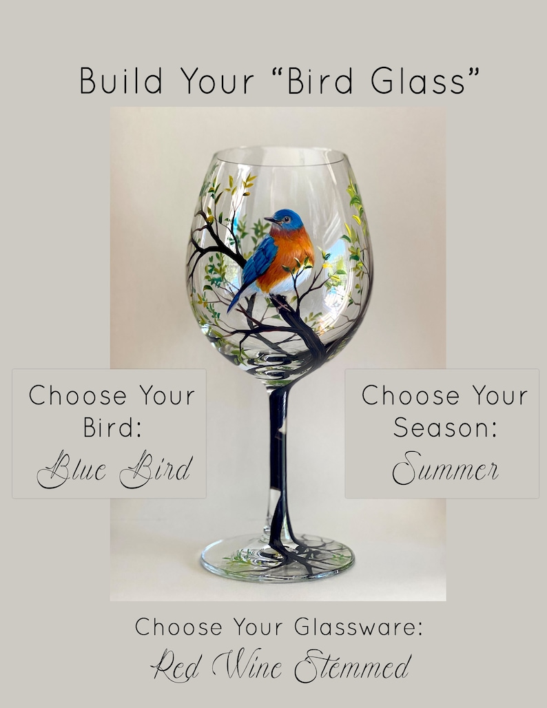 Bird Wine Glasses Seasonal Winter Summer Spring Fall Etsy