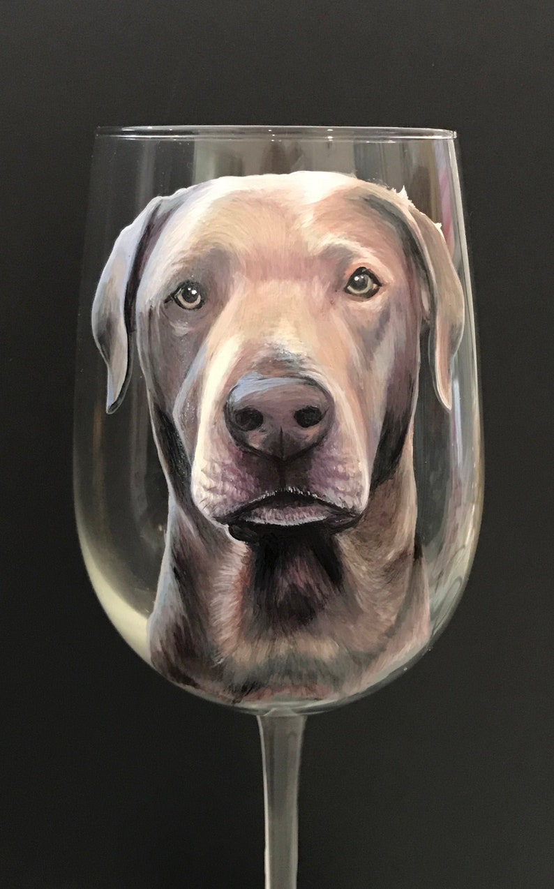 Pet Portrait Hand Painted Glassware Wine Glass Dog Cat Animal Memorial Collectible Unique Gift Beer Mug Personalized Custom from your Photos image 1
