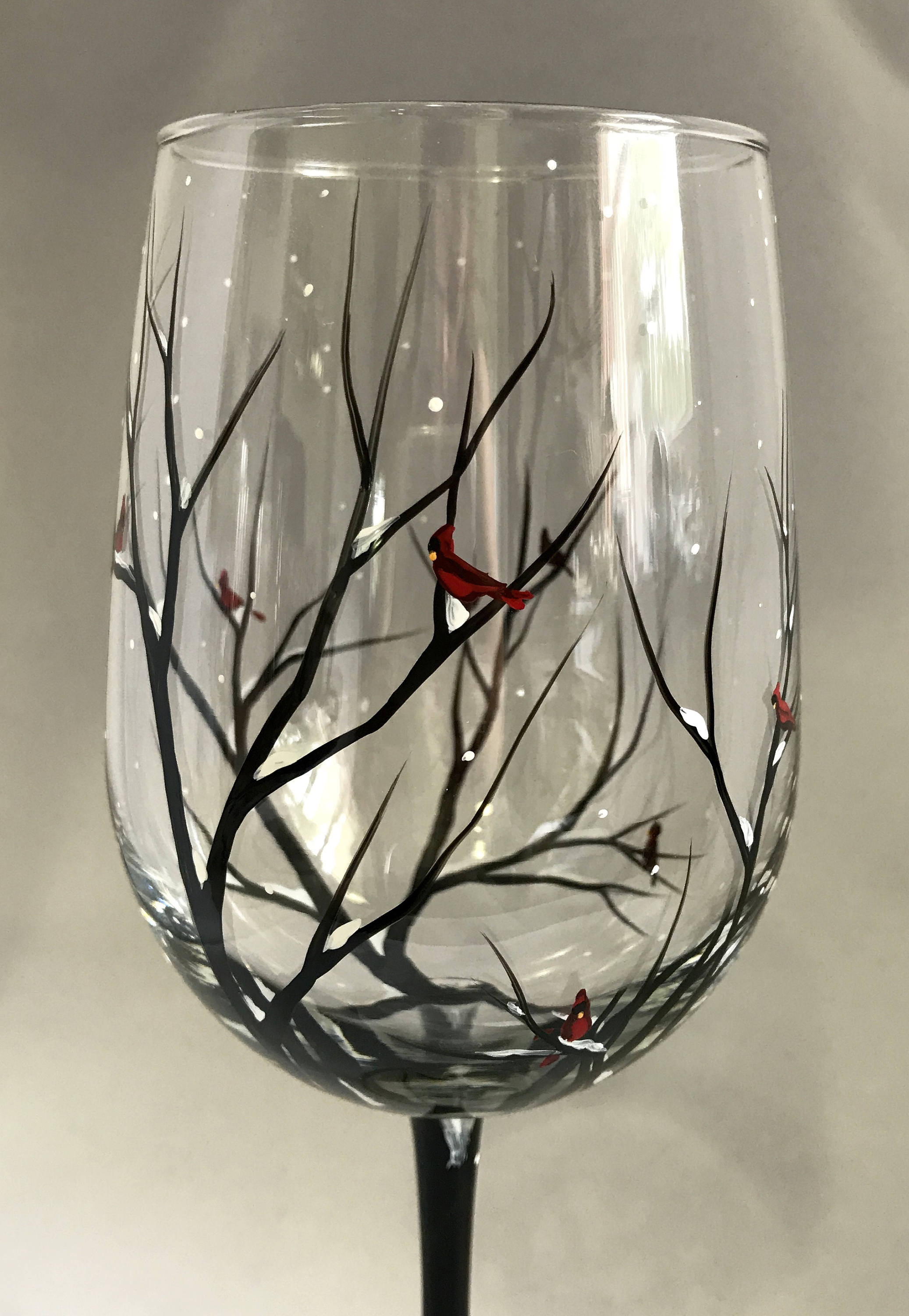 Cardinal Red Bird on Tree Branch Wine Glass Charm Drink Marker 